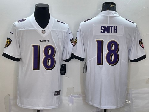 Men's Baltimore Ravens #18 Roquan Smith White Vapor Untouchable Limited Stitched Jersey